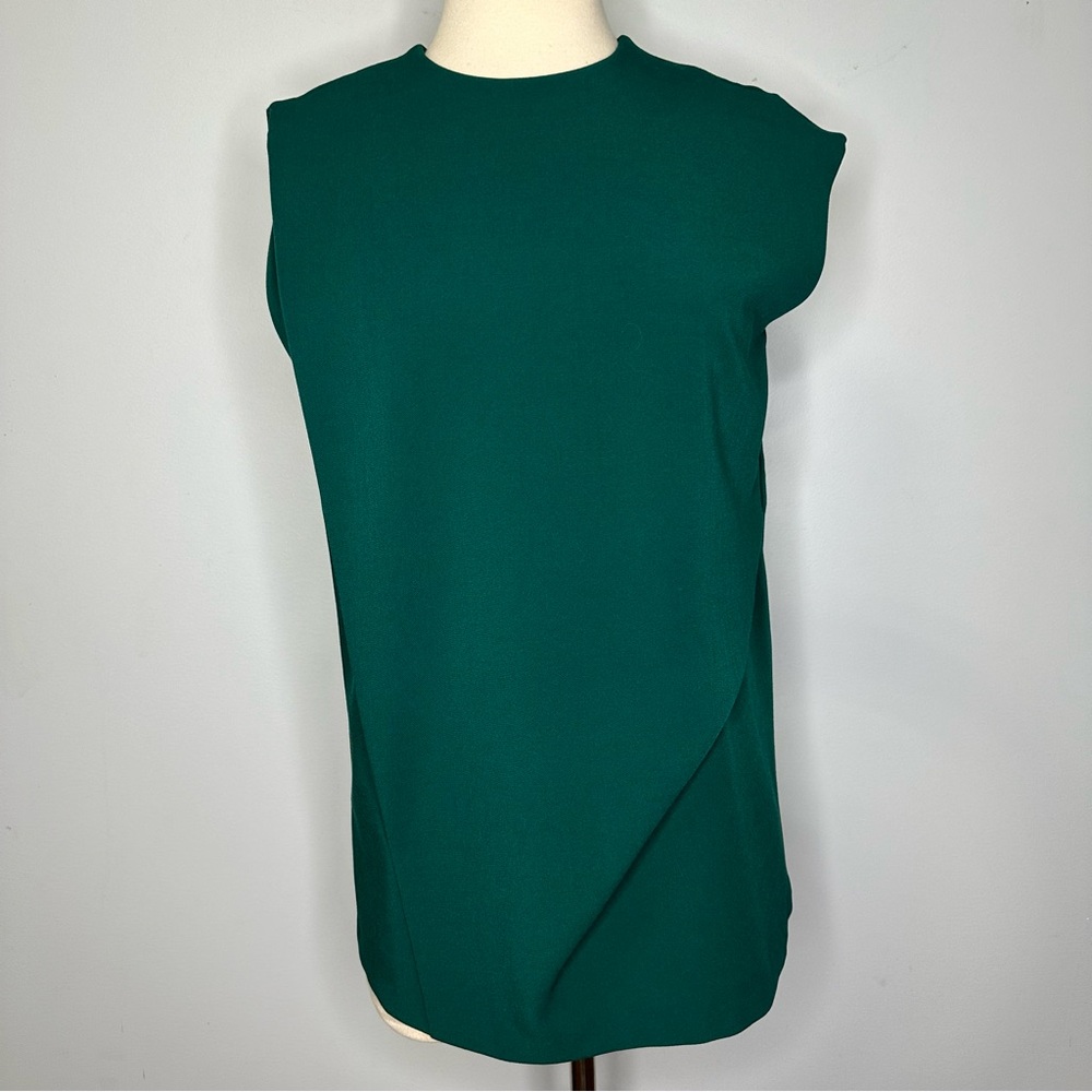 ENFOLD Dark Green Sleeveless Zip Up Back Tailored Folded Top Size 38, US 6